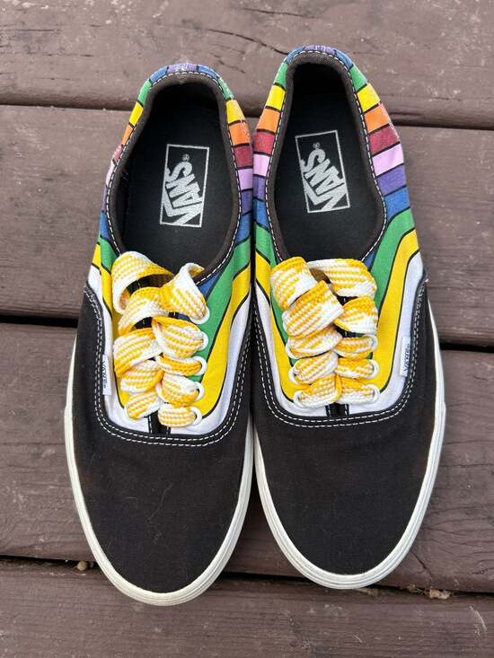Vans Other - Vans Authentic Refract Rainbow Stripe Low Top Skate Shoes